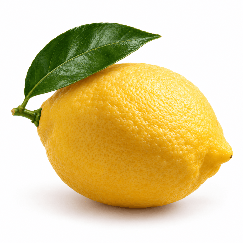 A lemon with its leaf