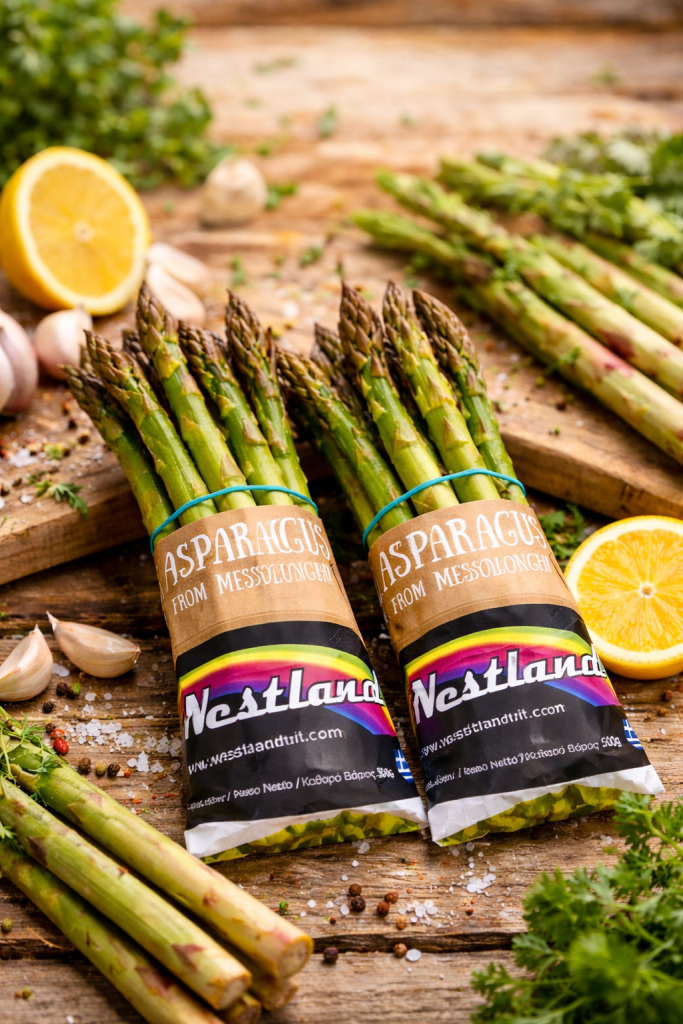 Two bunches of Westland asparagus with lemon and garlic